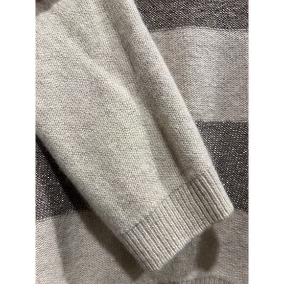 Coldwater Creek L/14 Boatneck Shimmer Striped Angora Cashmere Wool Blend Sweater - Picture 7 of 12